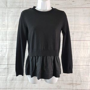 Cable Melbourne Womens Knit Top Sz XS Black Long Sleeve Layered Look